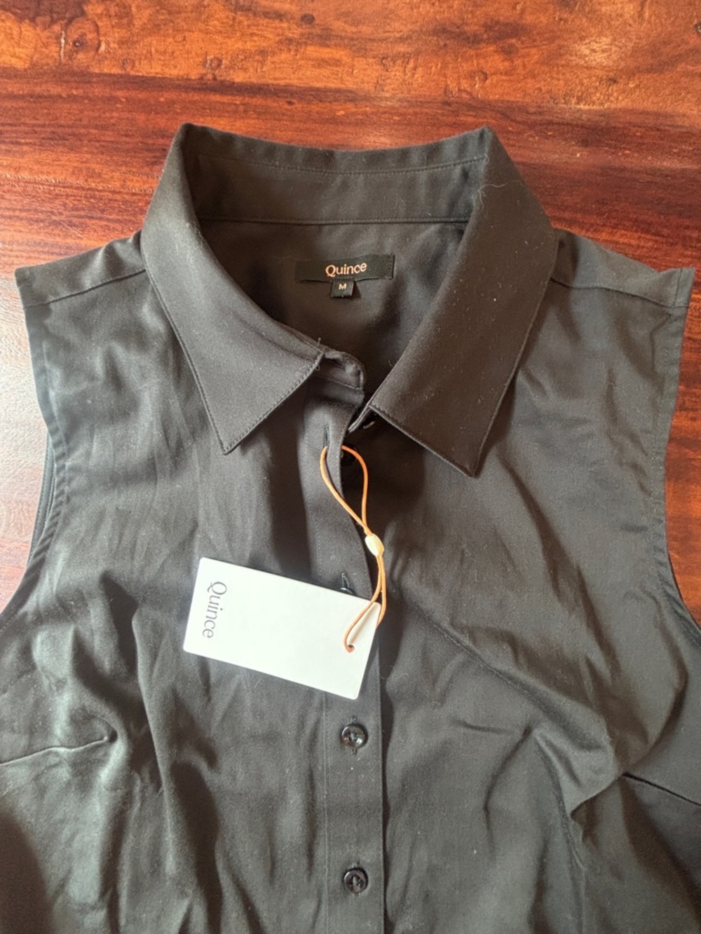 Quince Black Sleeveless Button Front Blouse Top NWT Size Medium